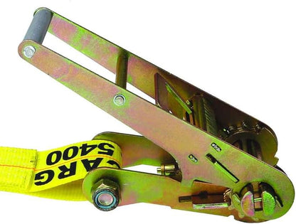 US Cargo Control 3 Inch x 27 Foot Heavy Duty Yellow Ratchet Strap with Flat Hooks, 2 Pack
