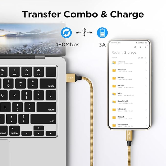 etguuds USB to USB C Cable 3.3ft, 2-Pack USB A to Type C Charger Cord Fast Charging for Samsung Galaxy A17 A16 A15 A26 A36 A56, S25 S24 S23 S22 S21 S20 S10 Note 20, for iPhone 17 16 15, Moto, Gold