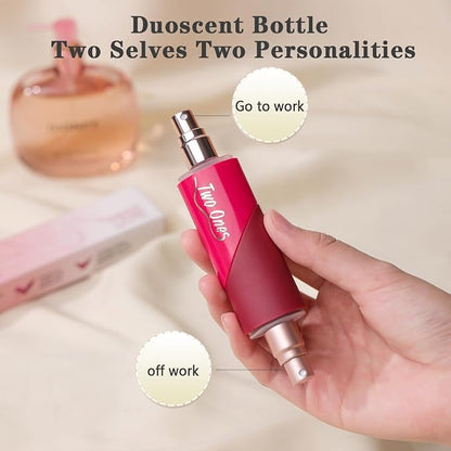 Heart Shaped Double Head Spray Nozzle Two-in-One travel perfume bottle - 2pc 5ml+5ml refillable atomizer for on-the-go elegance, perfect for travel perfume lovers