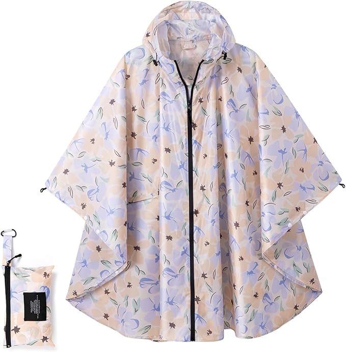 Fashion Hooded Rain Poncho Waterproof Raincoat Jacket with pocket for Women/Men/Adult