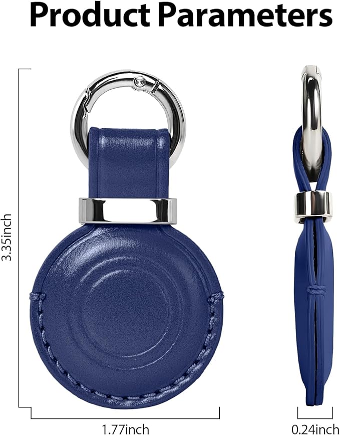 MOLOVA 4 Pack Leather for Apple for Airtags Keychain, Compact Design with Air tag Case, Secure Cover with Stainless Steel Ring Car Keys Chain Fob Accessories, Black/Dark Blue/Red/Vintage