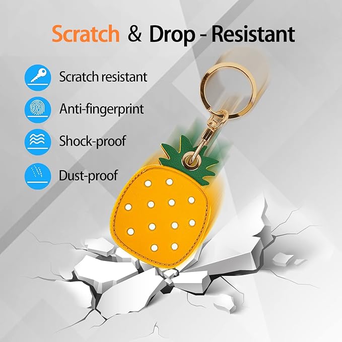 Leather Keychain Case Holder Compatible with Apple AirTag, GPS Airtag Keychain Finder Tracker with Key Ring, Anti-Scratch Protective Air Tag Cover