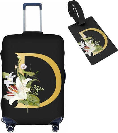 Decorative D Suitcase Protectors Elastic Washable Luggage Covers With Concealed Zippers For 18-32 Inch Luggage (Size L: Fits 25-28 Inch)