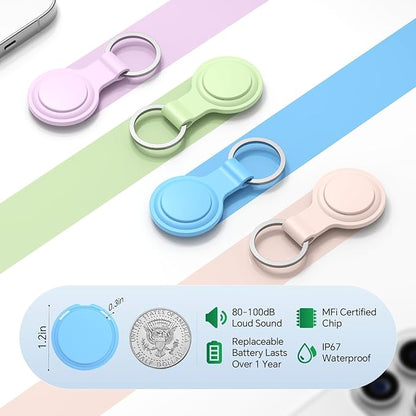 4 Pack Tags Tracker [Apple MFi Certified] Pair with Apple Find My(iOS Only) Air Smart Bluetooth Key Tracking Tags Item Finders Waterproof Worldwide Located Devices for Pet Wallet Backpack Dogs Luggage