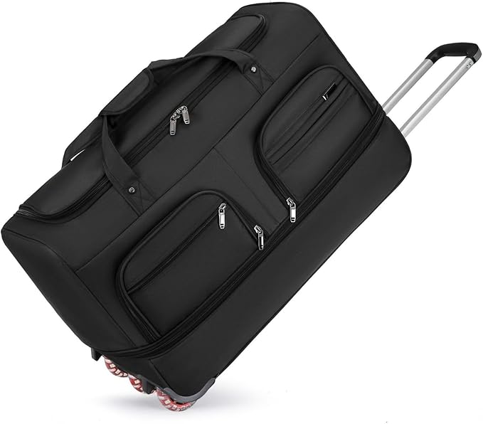 Expandable Rolling Duffle Bag with Wheels, 28" Foldable Carry On Luggage Suitcases, Water-Resistant Travel Duffle Bag Carry On Suitcase Weekend Bag for Women Men
