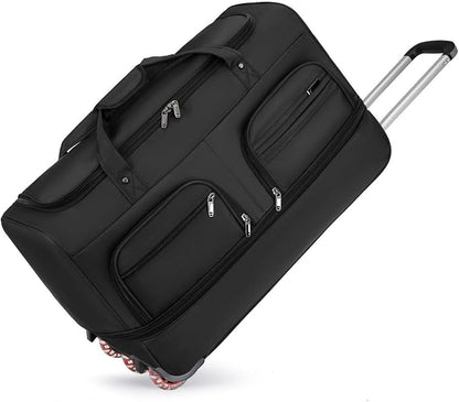 Expandable Rolling Duffle Bag with Wheels, 24" Foldable Carry On Luggage Suitcases, Water-Resistant Travel Duffle Bag Carry On Suitcase Weekend Bag for Women Men