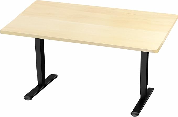 VIVO Electric 55 x 28 in Dual Motor Sit Stand Desk, Memory Height Adjustment, 2B Series, Light Wood Top Black Frame, DESK-KIT-2B55C