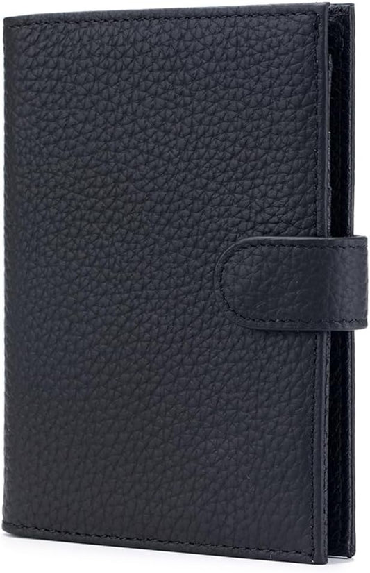 Slim Passport Holder for Travel – RFID Blocking Leather Passport Wallet for Women & Men with Card Slots, Zippered Coin Pocket, SIM Card Slot Cover Case – New Year's Day Gift (Black)