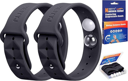Morning Sickness Relief Wristbands Motion Sickness Bands for Adults Sea Sickness Wristbands for Cruise Travel Nausea Relief of Headaches, Insomnia, Anxiety and Queasinesss-Black