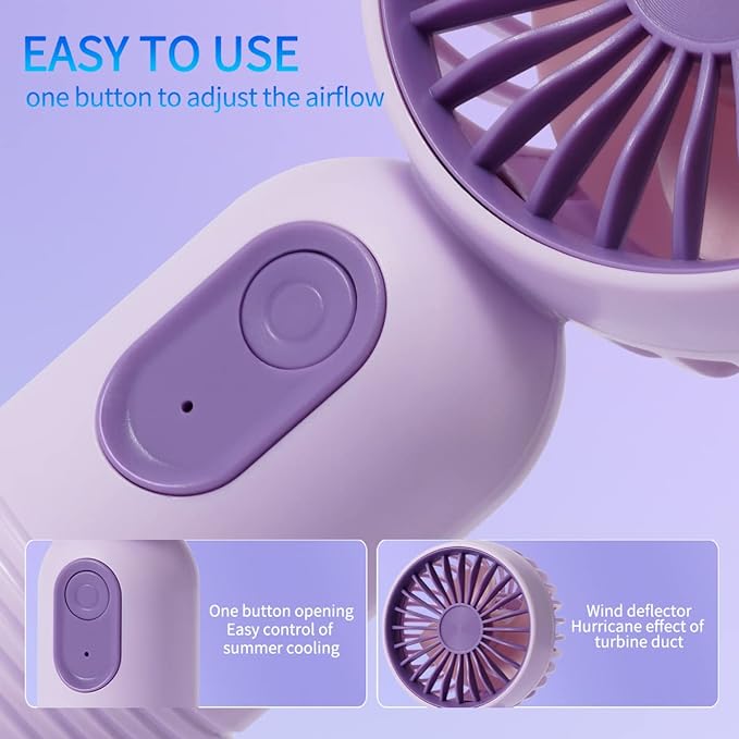 Mini Portable Fan 3 Pack, Cute Handheld Battery Operated Lightweight Small Personal Fan with 3 Speeds and USB Rechargeable Eyelash Fans for Stylish Girl Kids Women Men Office Outdoor Travel Camping