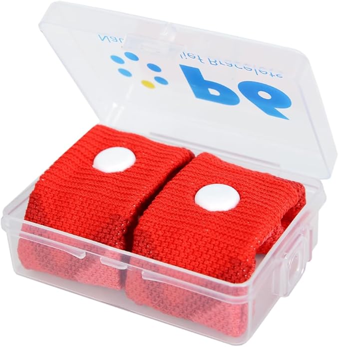 P6 Health Original Natural Anti-Nausea Relief Motion Car Sea Sickness Relief Wrist Bands for Adults (1 Pack, Red)