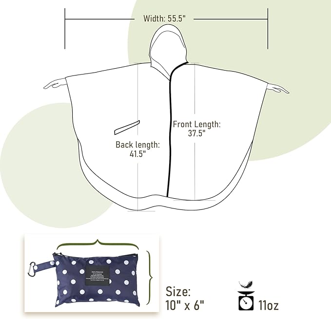 SaphiRose Unisex Rain Poncho Waterproof Raincoat Hooded for Adults Women with Pockets