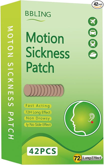 42PCS Motion Sickness Patchs, Sea Sickness Patch for Cruise,Dizziness Resulted from Travel of Cars, Ships, Airplanes (42pcs)