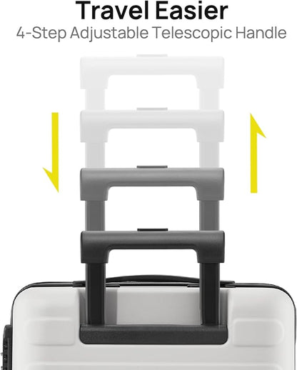 NINETYGO Large Checked Luggage 28 Inch, Checking In Luggage with Smooth Spinner Wheels, Lightweight, Hard Shell PC Suitcase, Lightweight Travel Luggage, TSA Approved (Lily White, Rhine Basic)
