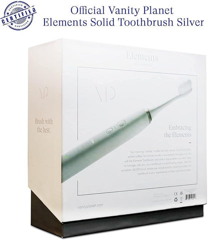 Vanity Planet Elements Ultrasonic Electric Toothbrush - Silver - Advanced Oral Care with UV Sanitizing Charger Base with 3 Replacement Heads - 99.9% Effective Keeping Your Teeth Clean