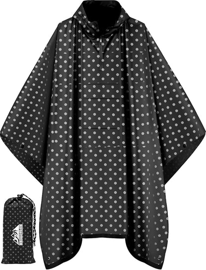 Bruvoalon 3-in-1 Rain Poncho with 1/4 Zip & Chest Pocket, Waterproof, Sunshade, Ground Mat for Adults & Youth Emergency