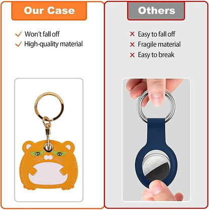 Leather Keychain Case Holder Compatible with Apple AirTag, GPS Airtag Keychain Finder Tracker with Key Ring, Anti-Scratch Protective Air Tag Cover