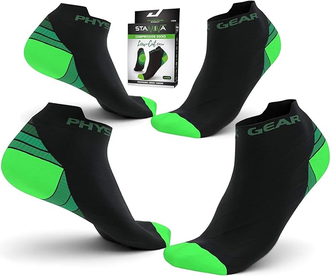 Physix Gear Short Compression Socks for Men & Women - Best Low Compression Socks Women & Men Ankle Socks with Arch Support