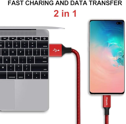 etguuds USB A to USB C Cable 6ft, 2-Pack, 3A Fast Charging Type C Charger Cord for iPhone 17 16 15 Pro Max 16e 17 Air, Samsung Galaxy S25 S24 S23 S22 S21 S20 A17 A16 A56 A55 Flip Fold, Red
