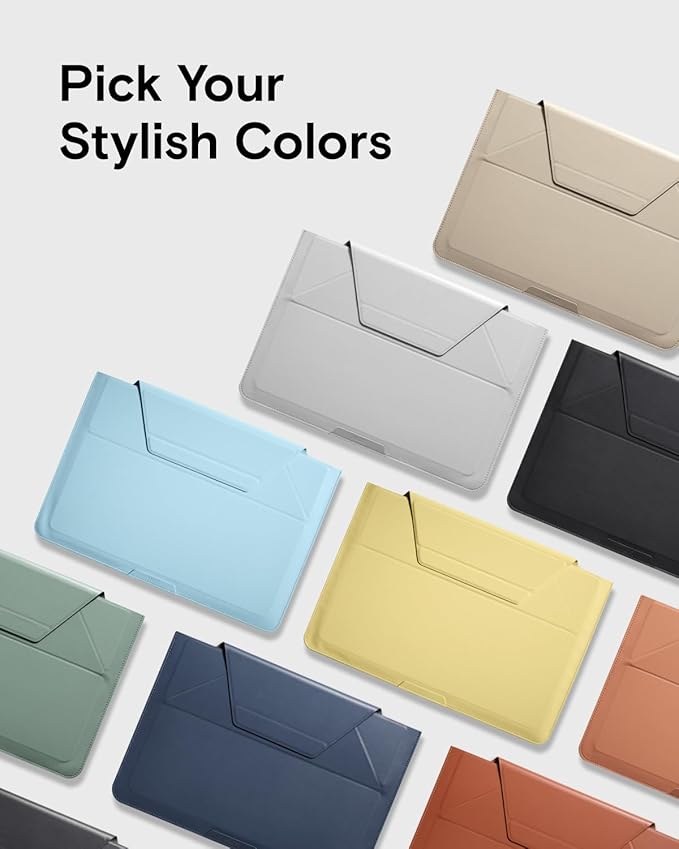MOFT Laptop Carry Sleeve, 2-in-1 Laptop Bag & Stand for 16" MacBook Air/Pro & Dell/HP/Lenovo/Asus, Stylish Slim Computer Sleeve Bag with Expandable Storage for Computer Accessories, Panna Cotta
