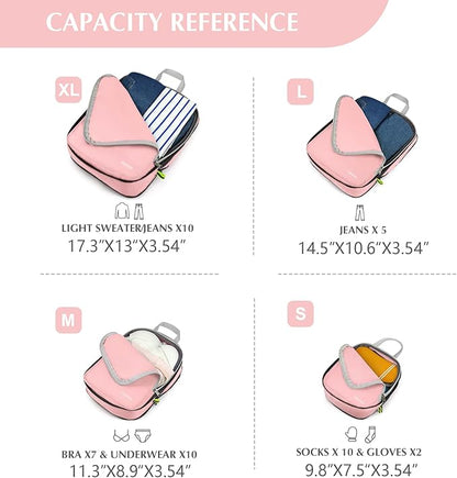 Gonex Compression Packing Cubes, 3pcs/4pcs Expandable Storage Travel Luggage Bags Organizers