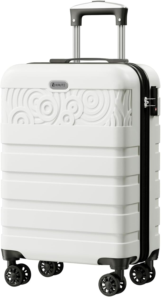 Krute Carry On Luggage 20 inch Suitcase with Spinner Wheels Airline Approved Hard Shell Luggages PC ABS TSA Lock Suitcase