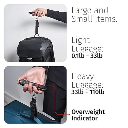 SLIDE INNOVATIONS Digital Luggage Scale, Compatible with Apple Find My (iOS), Suitcase Weight Scale and Tracker, Luggage Weighing Scale with 110-Pound Weight-Indicator Limit, Travel Accessory