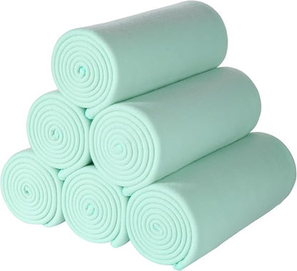 CAI TENG Fleece Throw Blankets Blanket Lightweight Warm Soft Cozy Kids Pet-Friendly Bulk Fleece Blanket Solid for Home, Bed, Sofa, Dorm, Office, Gifts, Outdoor Mint 6 Pack 50 x 60 inch