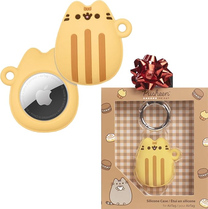 iFace x Pusheen Café Series Silicone Protective Cover [ Compatible with Apple AirTag][Cute Character Case] [Carabiner Keychain Clip Included] - Madeleine