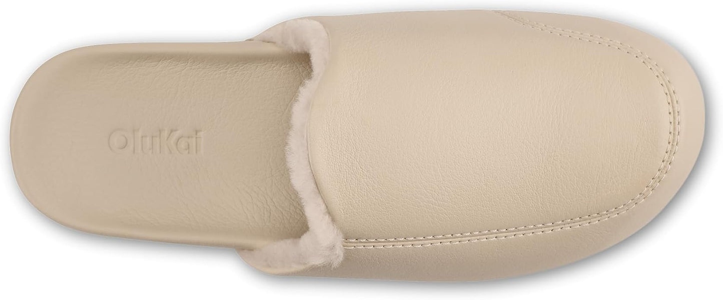 OLUKAI Konea Women’s Shearling Leather Slipper, Comfortable & Soft Mule, Versatile House Shoe for Lounge Wear & Everyday