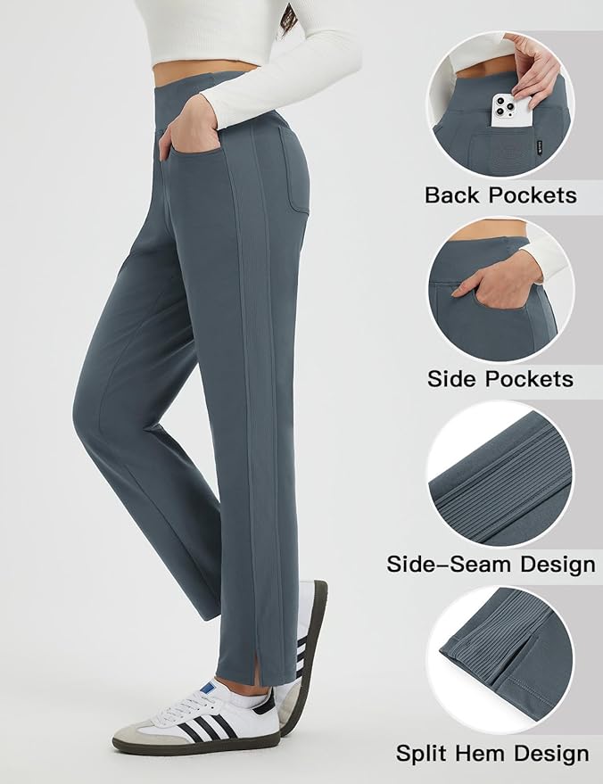 baleaf Women's Fleece Lined Pants Winter Thermal Travel Pants Water Resistant Cold Weather Golf Hiking Pockets Work
