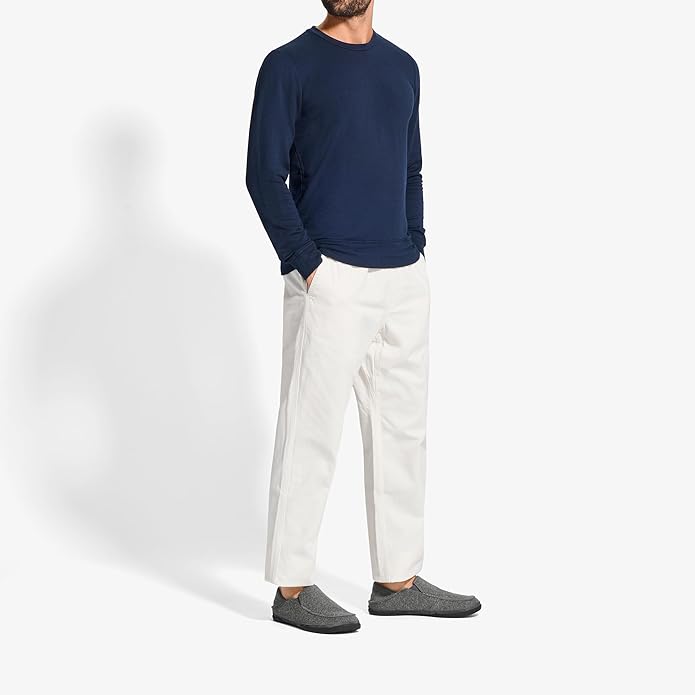 OLUKAI Moloa Hulu Men's Wool-Blend Slippers, Soft & Heathered Knit Slip On Shoes, Suede Leather Foxing, Drop-In Heel Design