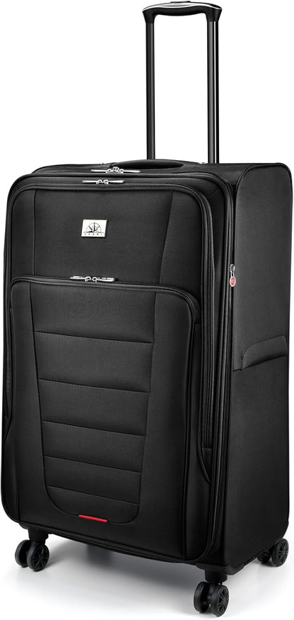 Verdi Softside Expandable 28 Inch Luggage with Spinner Wheels Lightweight Large Suitcase (Black, Checked-Large 28-Inch)