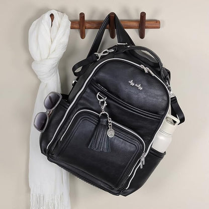 Itzy Ritzy Diaper Bag Backpack – Large Capacity Boss Plus Baby Backpack Diaper Bag Featuring 19 Pockets, Changing Pad, Stroller Clips, and Comfortable Straps (Black with Silver Hardware)