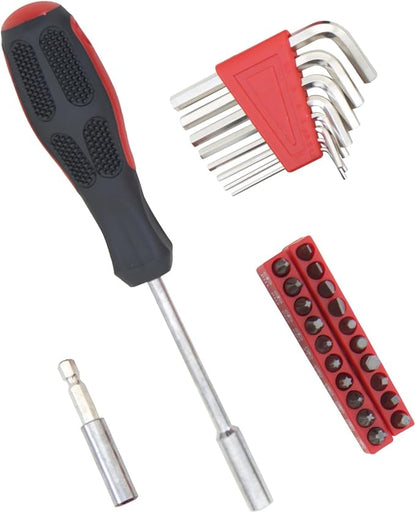 39-Piece Household Tools Kit Essential Home Repair Set with Plastic Toolbox Ideal for College Students, Home Use & More