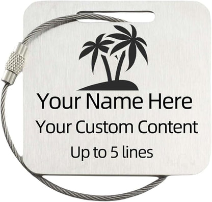Sturdy and Durable Personalized Luggage Tags for Suitcases,Cruise Essentials Travel Tags for Luggage,Travel Bag Labels,Travel Essentials Heavy-Duty Stainless Steel Silver Square Suitcases Tags