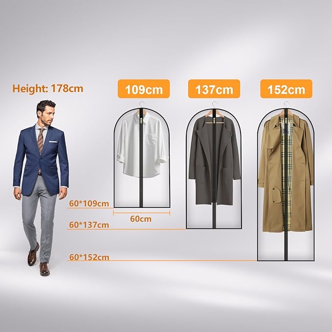 Travel Garment Suit Bag for Hanging Clothes, Suit bags for Closet Storage with Pockets Gusseted Garment bag for Men Suits Shirts Tuxedos Dresses, Suit Cover Bags With Handles and Zipper 43" 2 pack