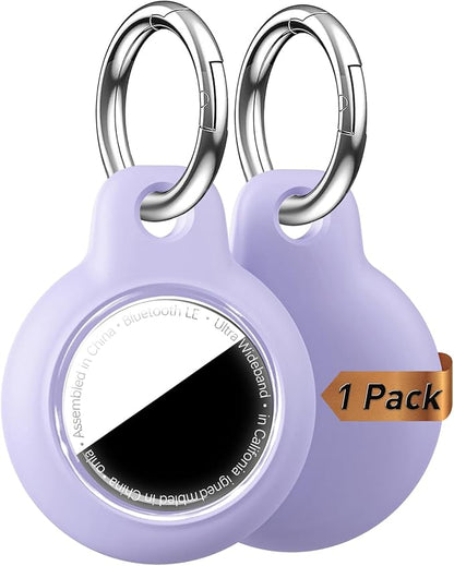 [1-Pack] Upgrade for Airtag Case, Waterproof & Shockproof Cover with Keychain for Apple for AirTag, Anti-Scratch Tracker Accessory for Backpack, Bag, Luggage (Purple)