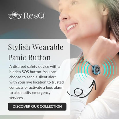 ResQ GPS Tracking Jewelry – Smart SOS Bracelet with One-Tap Alert, Live GPS Location Sharing, Voice Recording & Hidden Tracker for Personal Safety with 24×7 Live Human Assistance (Murin dark Blue)