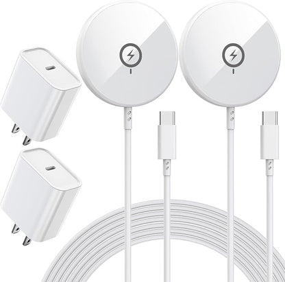 [Apple MFi Certified]iPhone Magnetic Charger,6FT 2Pack Apple Wireless Charger Pad 15W Mag Safe Fast Charging iPhone Flat for iPhoneAir/17 Pro Max/16 Pro Max/15Pro/14/13/12 Series,AirPods3/2/Pro3/Pro 2