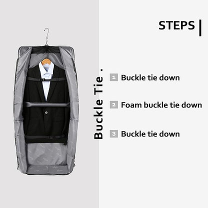 MATEIN Suit Garment Bag for Travel, Large Garment Bags for Hanging Clothes Travel, Foldable Suit Carrier with Shoulder Strap For Business, Premium 2 in 1 Hanging Suitcase Luggage, Black Brown