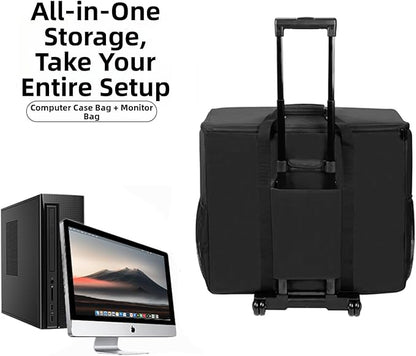 BUBM Desktop Computer Carrying Case, Padded Nylon Carry Tote Bag for Transporting Computer Tower PC Chassis, Keyboard, Cable and Mouse…