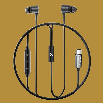Multi-Purpose In-Ear Wired Headphones Deep Bass - Noise-Canceling Clear Calls, Sports Mode,Wired Earbuds with Mic Noise Reduction Compatible with iPhone 17 16 15, Android, Tablets (USB C plug)