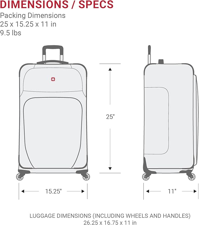 SwissGear Sion Softside Expandable Luggage – Medium Checked Suitcase with 360 Degree Wheels & Retractable Handle – 25 Inch, Perfect for 1-7 Night Trips – Burgundy