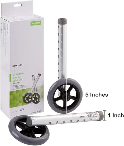 McKesson Universal Walker Wheels, Adjustable, 5 in Caster Wheels, 1 Pair