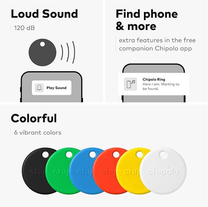 Chipolo POP Tracker Tag - Colorful, Compatible, Loud Bluetooth Tracker with Call Your Phone & Out of Range Alert, Works with Apple Find My or Google's Find My Device (Yellow)