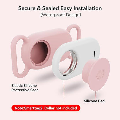 Waterproof Silicone Case Holder for Galaxy Smarttag2, 2 Pack Pet Dog Cat Collars, Anti-Lost Scratch Resistant Holder Accessory Protective Cover for Samsung Galaxy Smart tag2 (Pink/Blue)