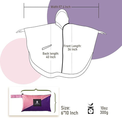 SaphiRose Unisex Rain Poncho Waterproof Raincoat Hooded for Adults Women with Pockets