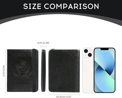 ILIYAH-Passport Cover-Passport Holder for Travel Women/Men Passport Wallet Case Travel Accessories Card Holder Wallet Unisex Travel Gifts(Black US)