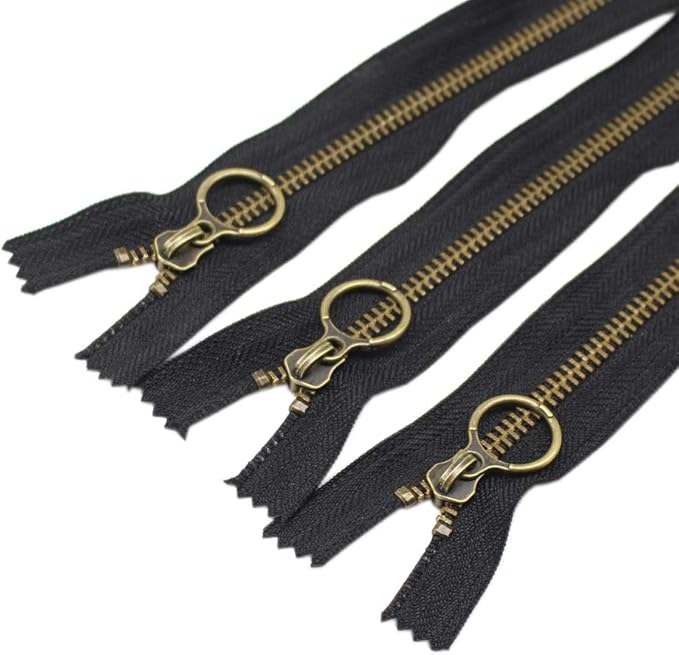 YaHoGa 10PCS 16 Inch (40cm) #5 Antique Brass Plated Metal Zippers Bulk Close End Metal Zippers for Sewing Purse Bags Crafts (#5 Anti-Brass)